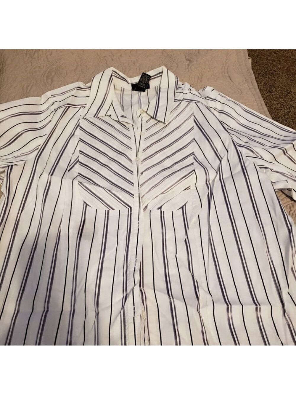 LANE Bryant Tuxedo style front Striped Shirt